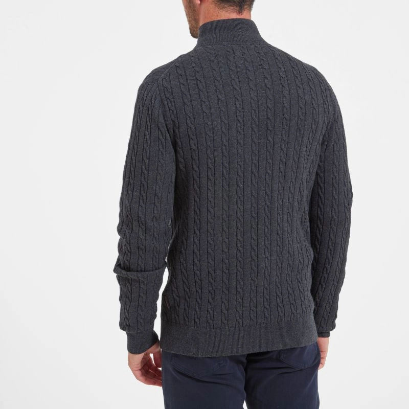 Big Savings Alert Weekend Specials Schoffel Cotton Cashmere Cable 1/4 Zip Jumper - Charcoal
