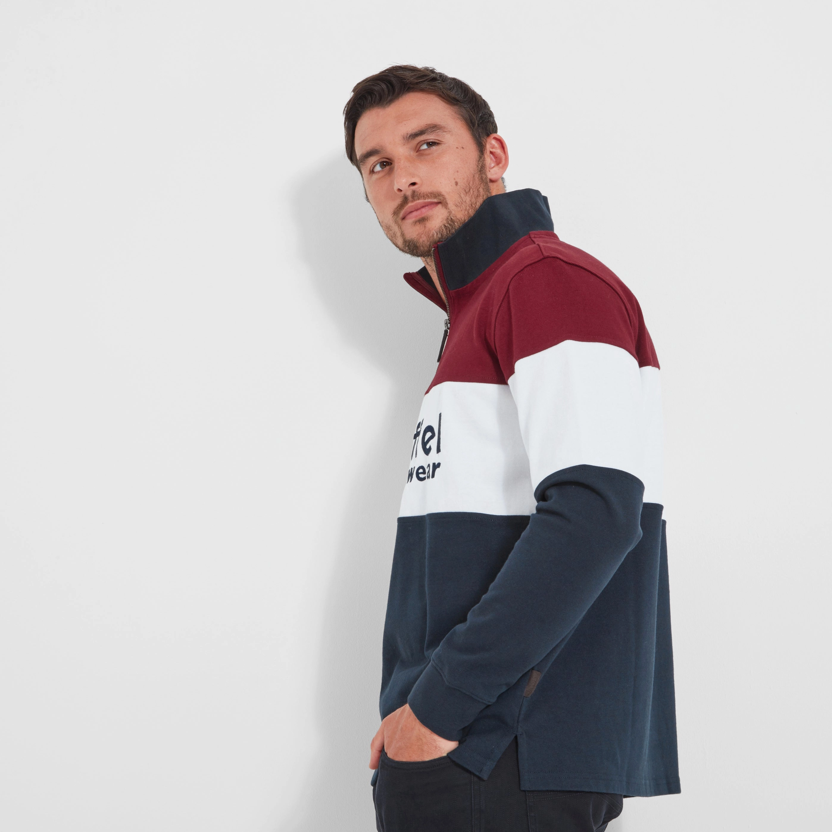 Schoffel Exeter Heritage 1/4 Zip Jumper - Bordeaux Online Exclusive Savings