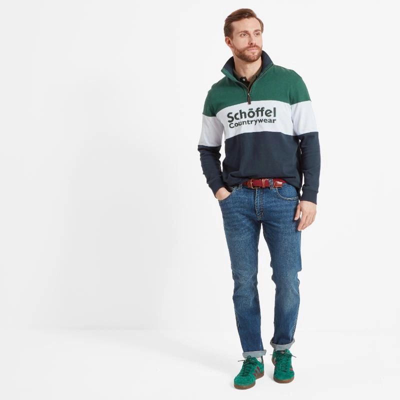 Trending Now Offer Schoffel Exeter Heritage 1/4 Zip Jumper - Navy