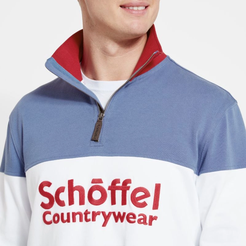 Weekend Specials Schoffel Exeter Heritage 1/4 Zip Jumper - Stone Blue