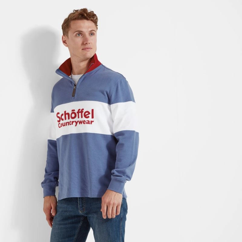 Hot Pick Sale Schoffel Exeter Heritage 1/4 Zip Jumper - Stone Blue