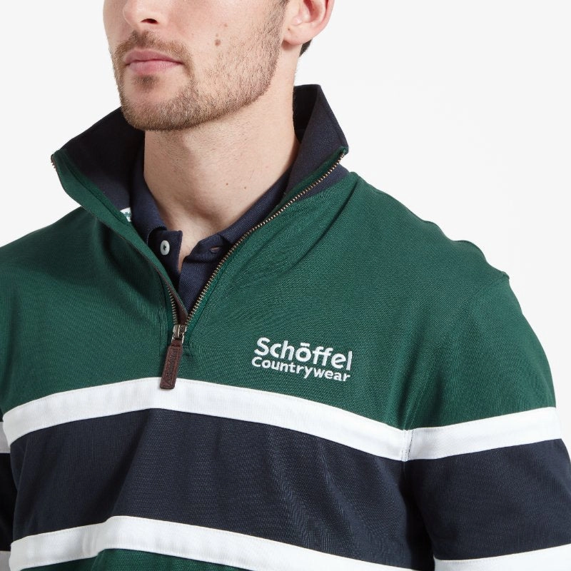 Limited Time Sale Schoffel Exmouth Heritage 1/4 Zip Jumper - Pine Green