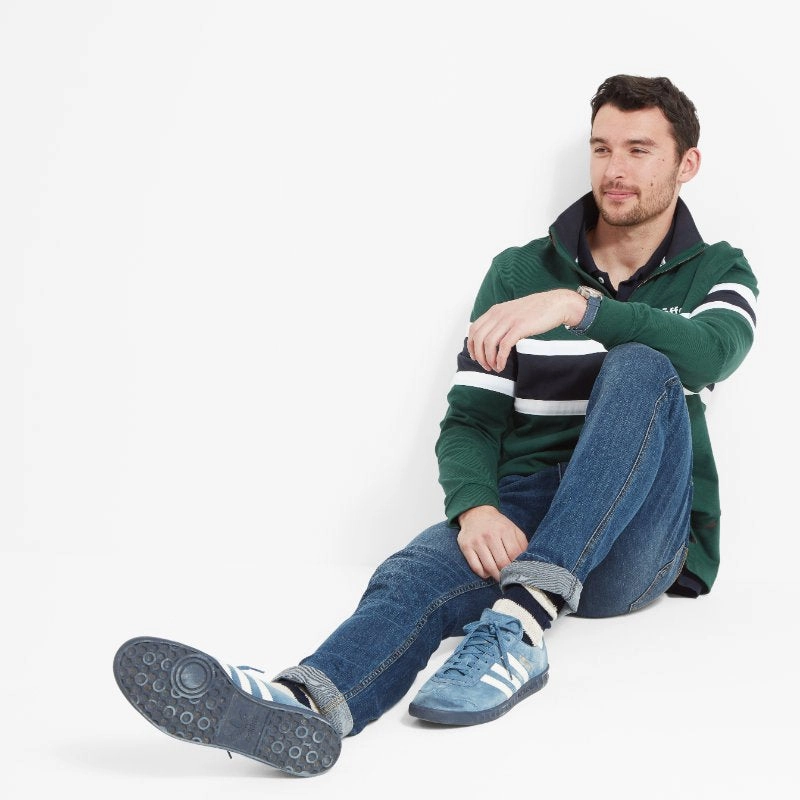 Schoffel Exmouth Heritage 1/4 Zip Jumper - Pine Green Instant Discount Today Only Hot Sale