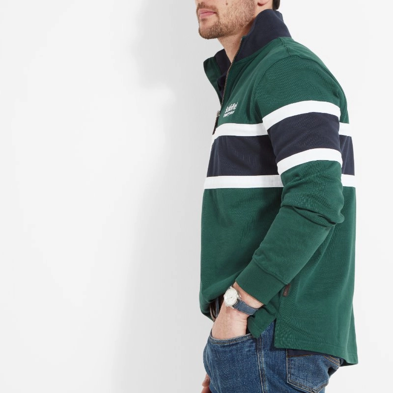 Schoffel Exmouth Heritage 1/4 Zip Jumper - Pine Green Dont Miss Out