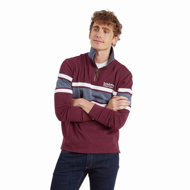 Schoffel Exmouth Heritage 1/4 Zip Jumper - Wine Last Chance Offer