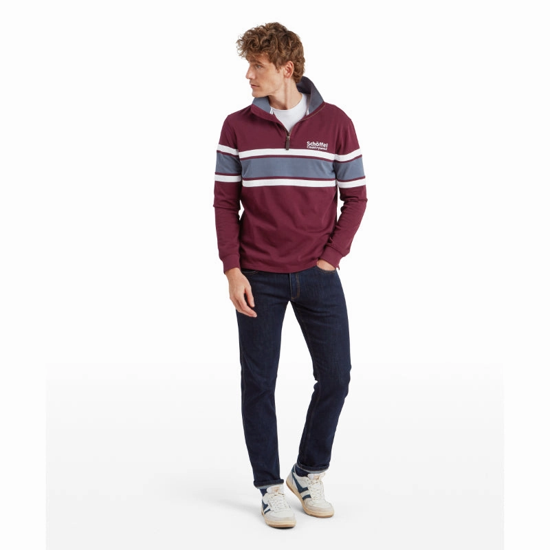 Schoffel Exmouth Heritage 1/4 Zip Jumper - Wine Mega Online Discount