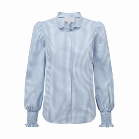 EndofWeek Deals Schoffel Flora Gingham Ladies Shirt - Denim Blue