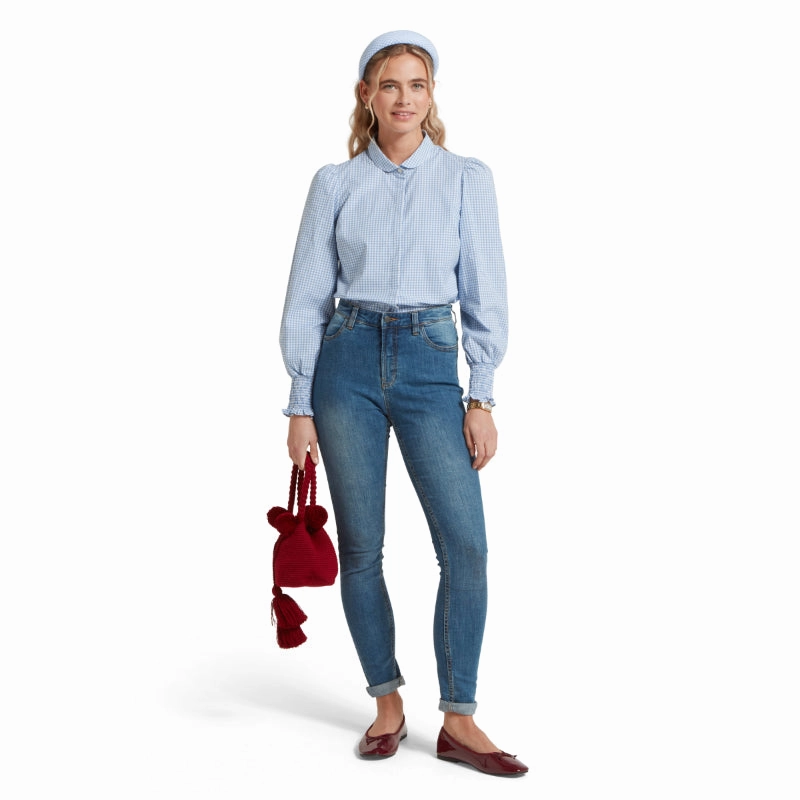 Schoffel Flora Gingham Ladies Shirt - Denim Blue Todays Steal