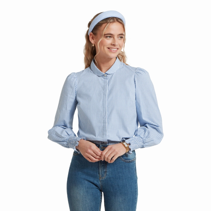 Schoffel Flora Gingham Ladies Shirt - Denim Blue Online Exclusive Offer Clearance Event Today