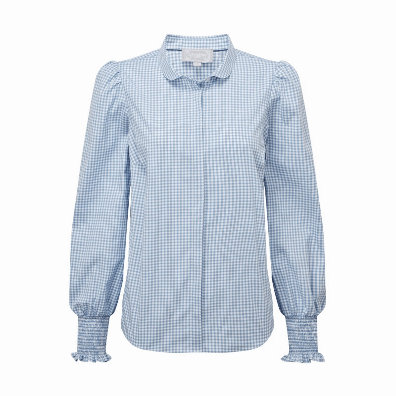 EndofWeek Deals Schoffel Flora Gingham Ladies Shirt - Denim Blue