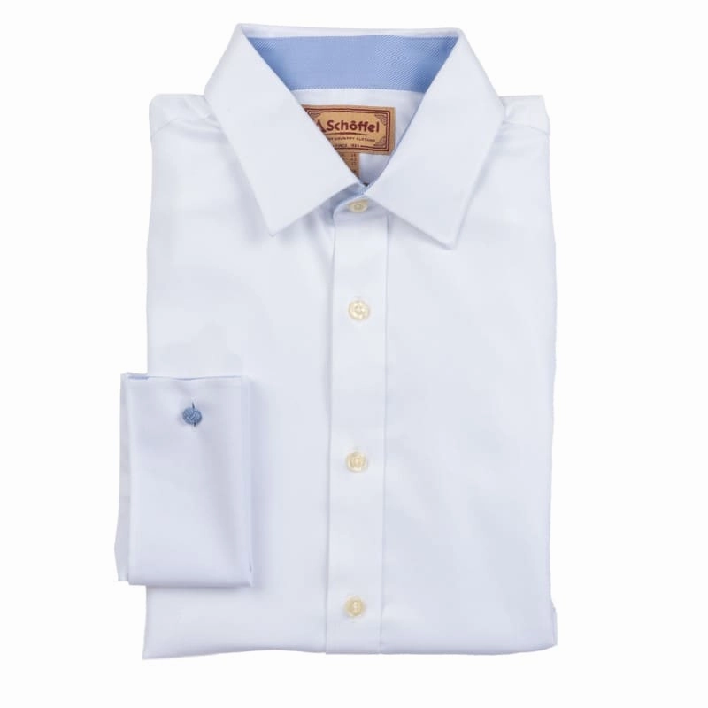 Schoffel Greenwich Double Cuff Classic Mens Shirt - White Diagonal Biggest Savings Now Online Deal Frenzy