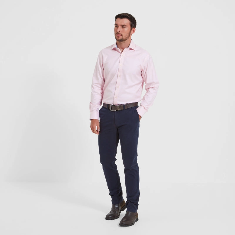 Schoffel Greenwich Double Cuff Tailored Fit Mens Shirt - Pale Pink Diagonal Today Only Discount Limited Time Discount