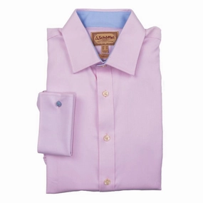 Schoffel Greenwich Double Cuff Tailored Fit Mens Shirt - Pale Pink Diagonal Dont Wait Save Today Dont Miss This Offer