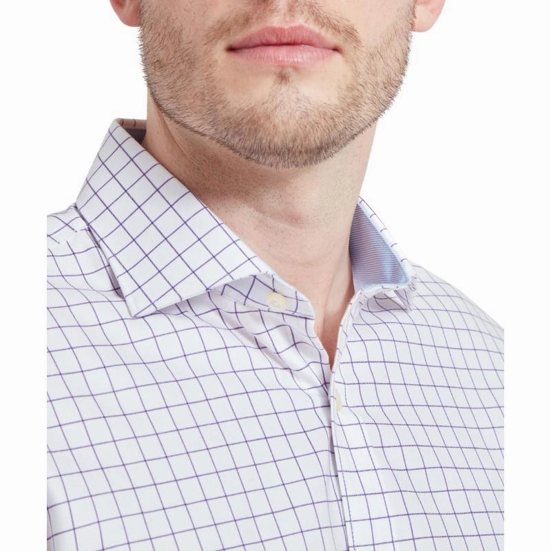 Schoffel Greenwich Single Cuff Classic Mens Shirt - Purple Check Clearance Event Grab Your Deal Today