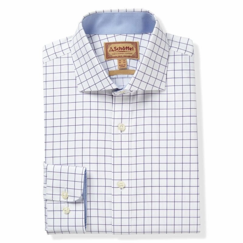 Steal the Deal Now Steal Todays Offer Schoffel Greenwich Single Cuff Classic Mens Shirt - Purple Check