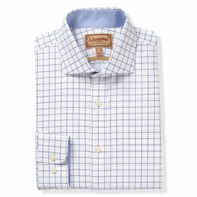 Steal the Deal Now Steal Todays Offer Schoffel Greenwich Single Cuff Classic Mens Shirt - Purple Check