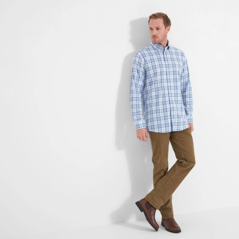 Special Price Offer Schoffel Healey Tailored Mens Shirt - Blue/Pink Check