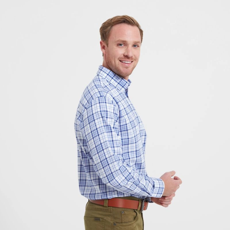 Schoffel Healey Tailored Mens Shirt - Blue/Pink Check Price Slash Today