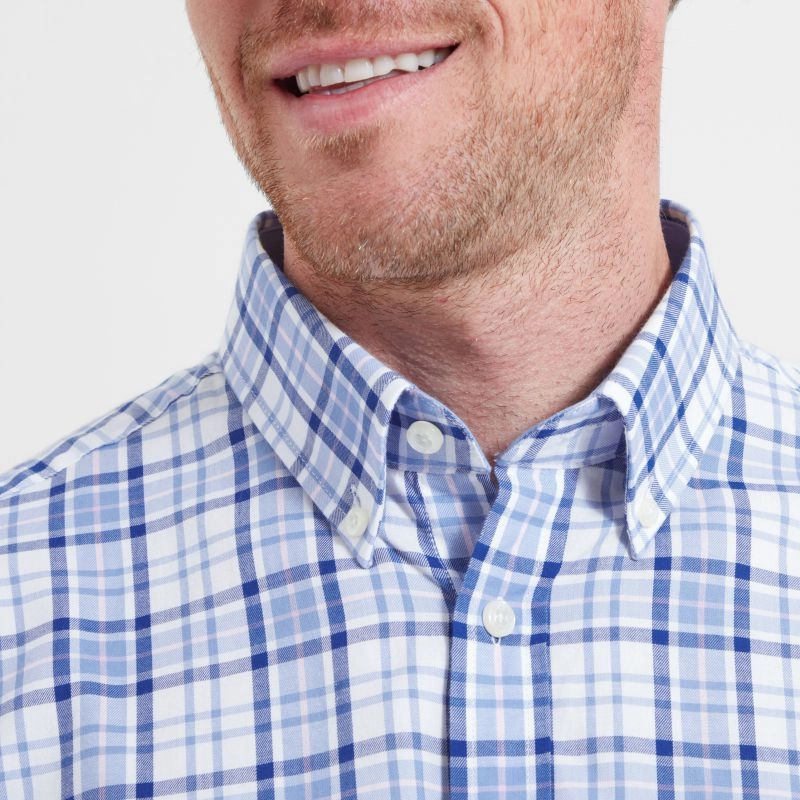 Big Price Drop Schoffel Healey Tailored Mens Shirt - Blue/Pink Check