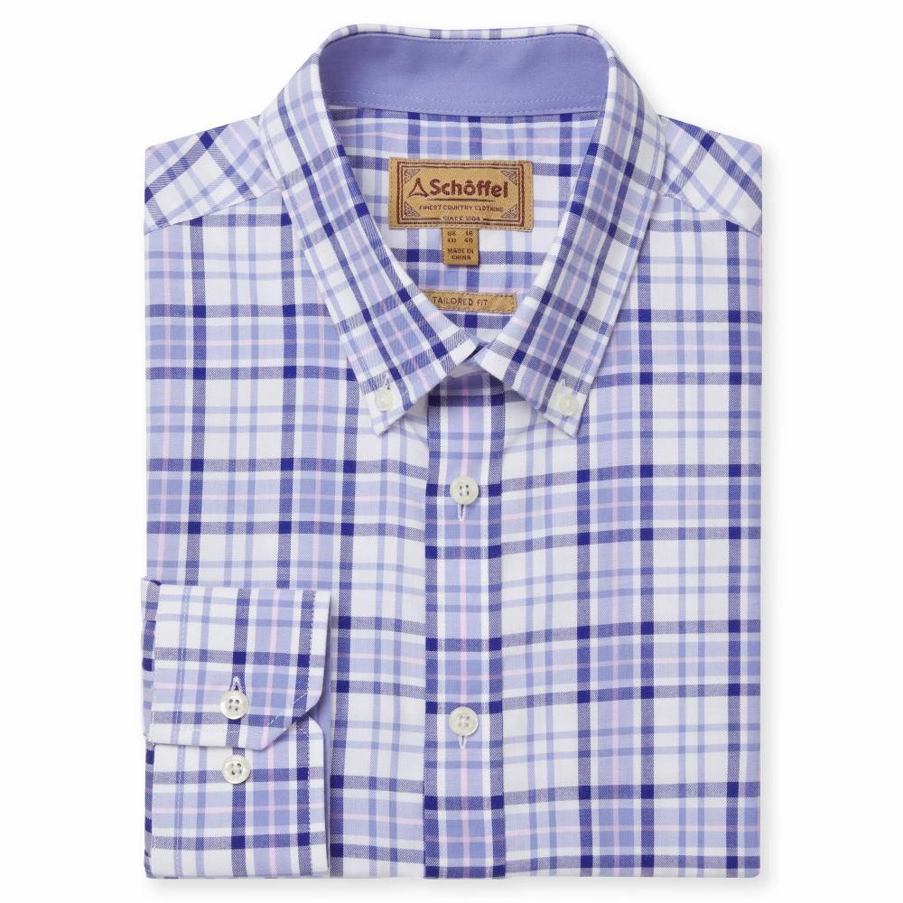 Schoffel Healey Tailored Mens Shirt - Blue/Pink Check Best Deal Today