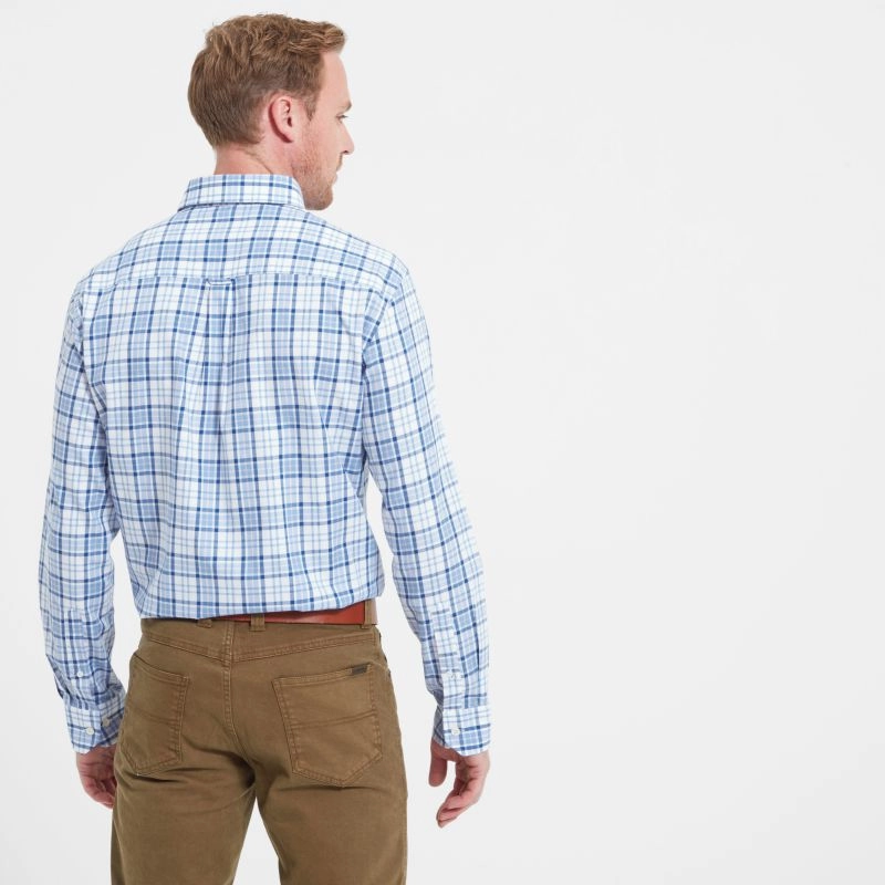 Schoffel Healey Tailored Mens Shirt - Blue/Pink Check Sweet Deal Inside Limited Stock Deals