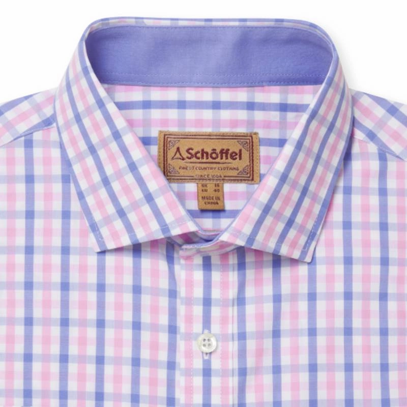 Save Today Event Schoffel Hebden Tailored Fit Mens Shirt - Blue/Pink Check