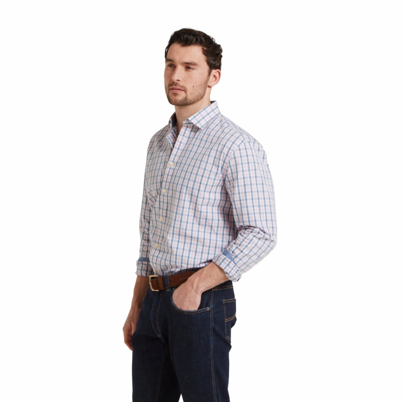 Hot Sale Alert Dont Miss These Savings Schoffel Hebden Tailored Fit Mens Shirt - Dark Denim/Pink