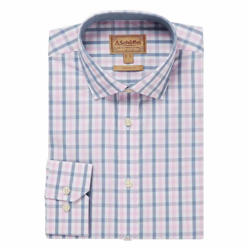 Online Deal Frenzy Flash Discount Today Schoffel Hebden Tailored Fit Mens Shirt - Dark Denim/Pink
