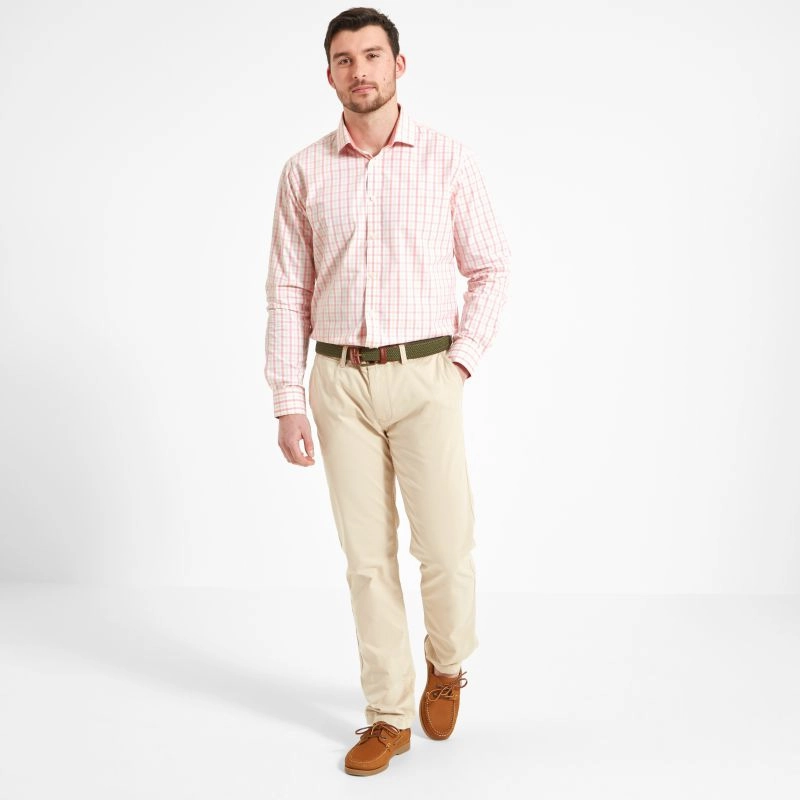 Schoffel Hebden Tailored Fit Mens Shirt - Flamingo/Oat Check Mega Discount Event Trending Today Steal