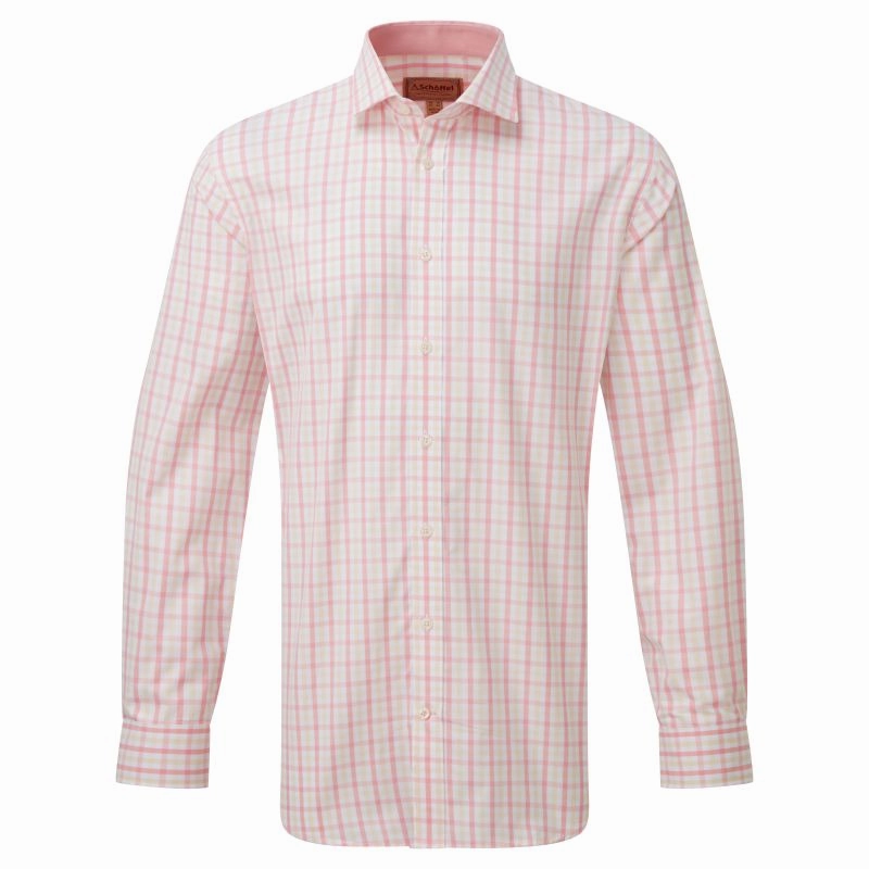 Big Savings Alert Price Drop Frenzy Schoffel Hebden Tailored Fit Mens Shirt - Flamingo/Oat Check