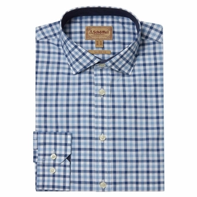 Hot Price Drop Exclusive Online Offer Schoffel Hebden Tailored Fit Mens Shirt - French Navy/Sky Blue Check