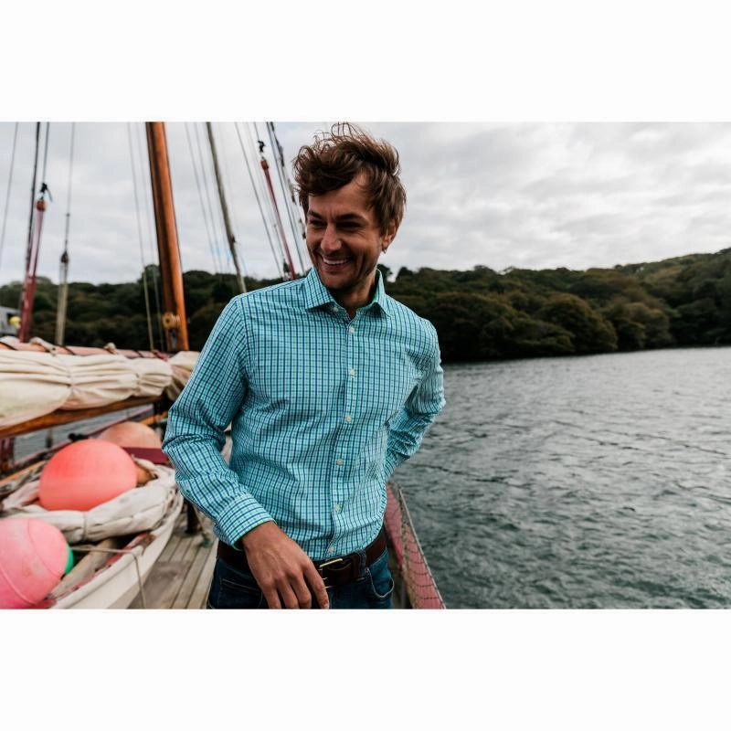 Save More Now Schoffel Hebden Tailored Fit Mens Shirt - Mint/Mykonos