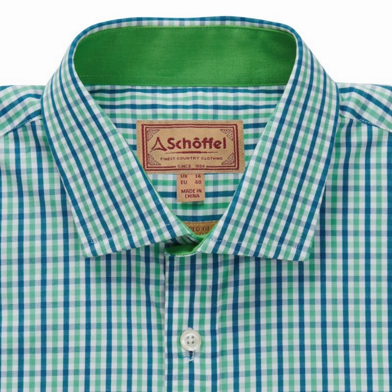 Clearance Savings Now Schoffel Hebden Tailored Fit Mens Shirt - Mint/Mykonos