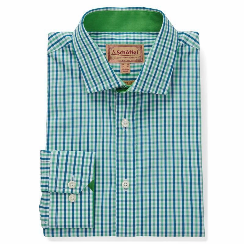 Shop Smart Deals Limited Time Offer Schoffel Hebden Tailored Fit Mens Shirt - Mint/Mykonos