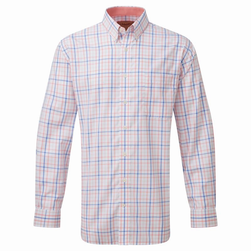 Hot Offer Inside Todays Trending Deals Schoffel Holkham Classic Mens Shirt - Flamingo/Cloud/Blue
