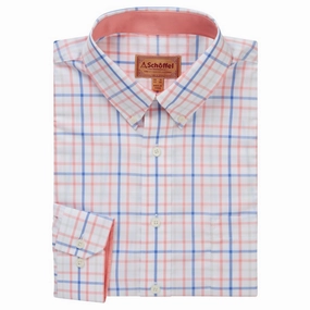 Big Savings Alert Schoffel Holkham Classic Mens Shirt - Flamingo/Cloud/Blue