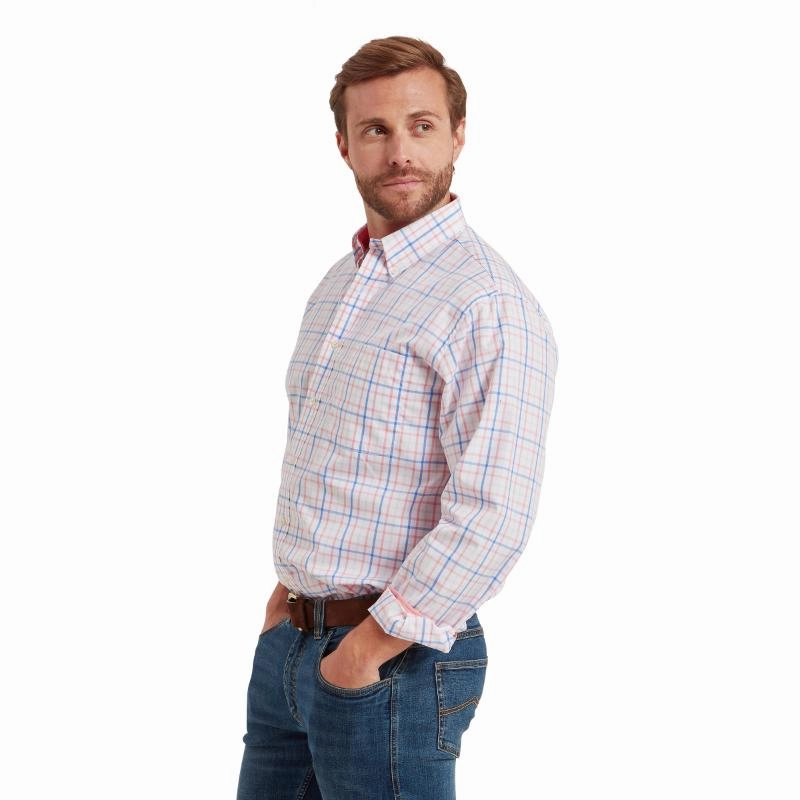 Mega Online Discount Big Clearance Event Schoffel Holkham Classic Mens Shirt - Flamingo/Cloud/Blue