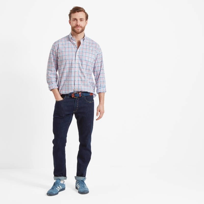 Schoffel Holkham Classic Mens Shirt - French Navy/Sky Blue/Sun Coral Grab Save Today Shop Todays Picks