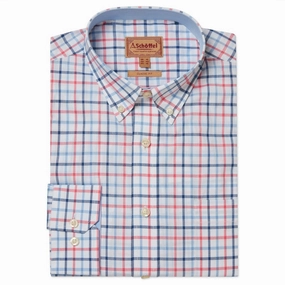 Best Price Today Schoffel Holkham Classic Mens Shirt - French Navy/Sky Blue/Sun Coral
