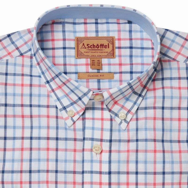 Price Slash Today Todays Trending Deals Schoffel Holkham Classic Mens Shirt - French Navy/Sky Blue/Sun Coral