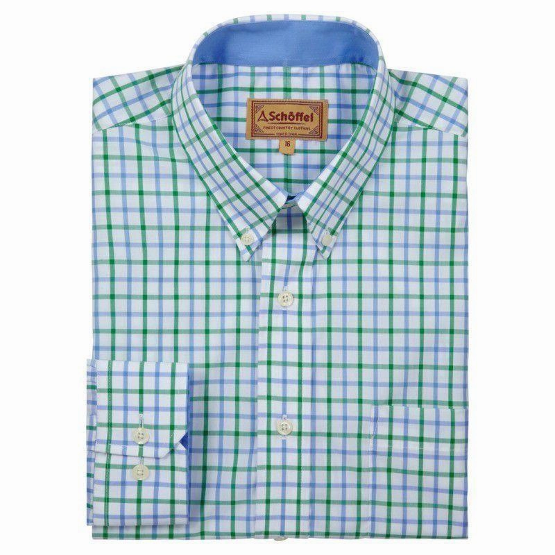 Schoffel Holkham Classic Mens Shirt - Green Check Save Today Only Weekend Flash Offer