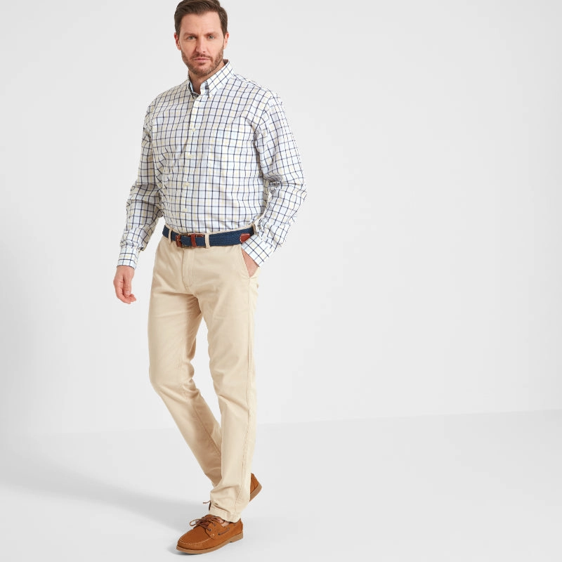 Schoffel Holkham Classic Mens Shirt - Pale Blue/Lemon/Navy Perfect Gift Sale Clearance Steal Today