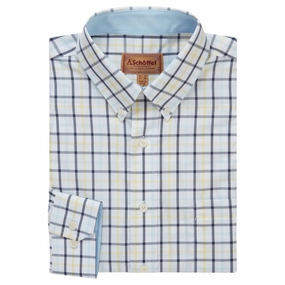 Schoffel Holkham Classic Mens Shirt - Pale Blue/Lemon/Navy Grab It Before Gone