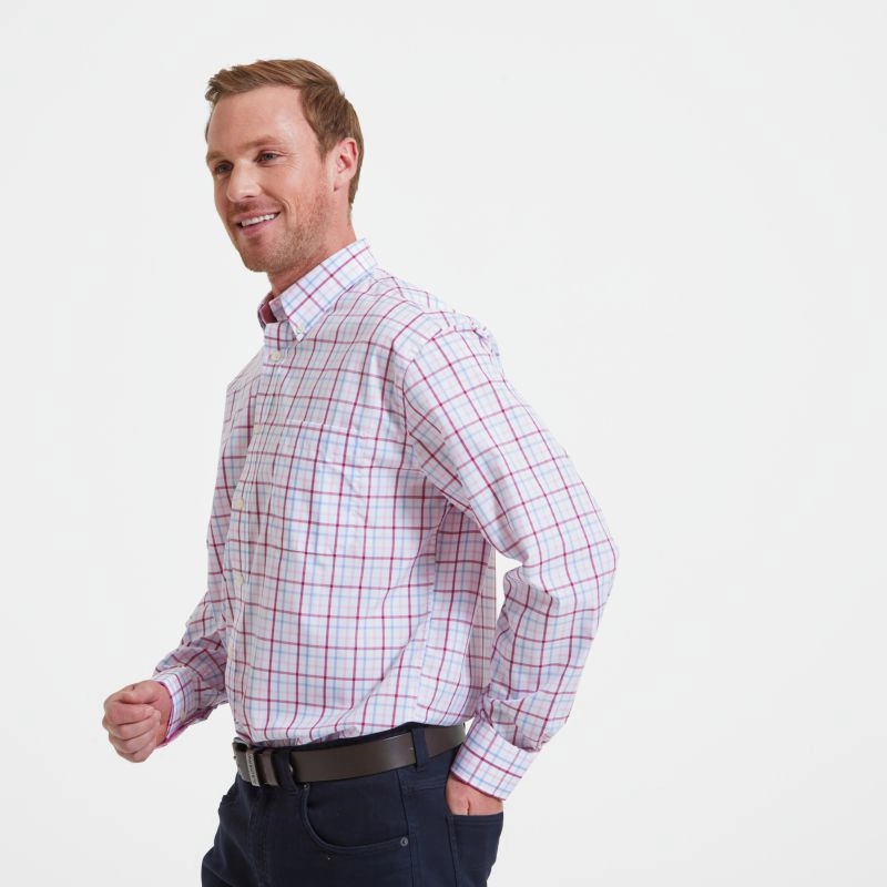 Online Deal Frenzy Best Price Online Schoffel Holkham Classic Mens Shirt - Pink/Blue/Raspberry Check