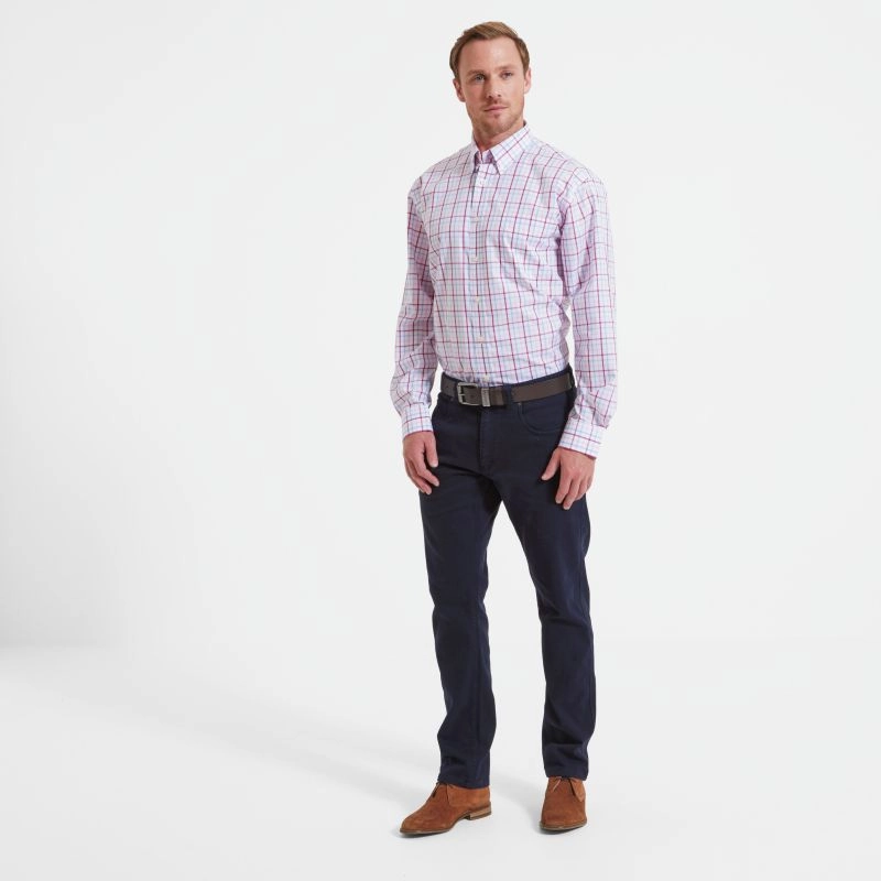 Shop Today Save Schoffel Holkham Classic Mens Shirt - Pink/Blue/Raspberry Check