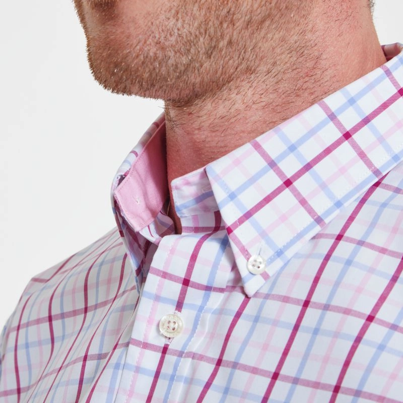 Schoffel Holkham Classic Mens Shirt - Pink/Blue/Raspberry Check Mega Online Discount