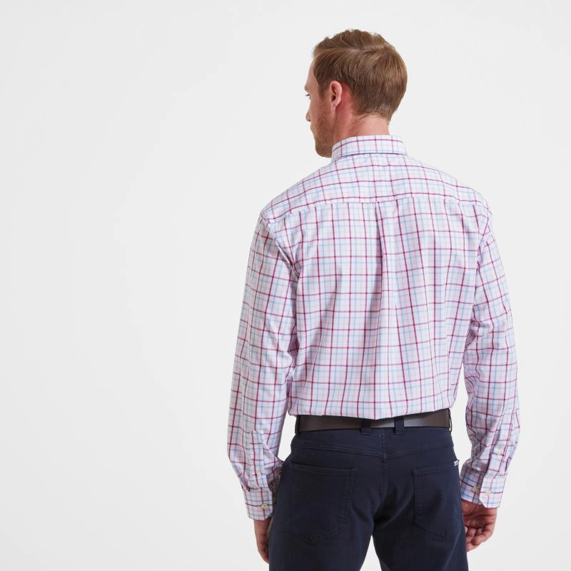 Hot Deal Alert Schoffel Holkham Classic Mens Shirt - Pink/Blue/Raspberry Check