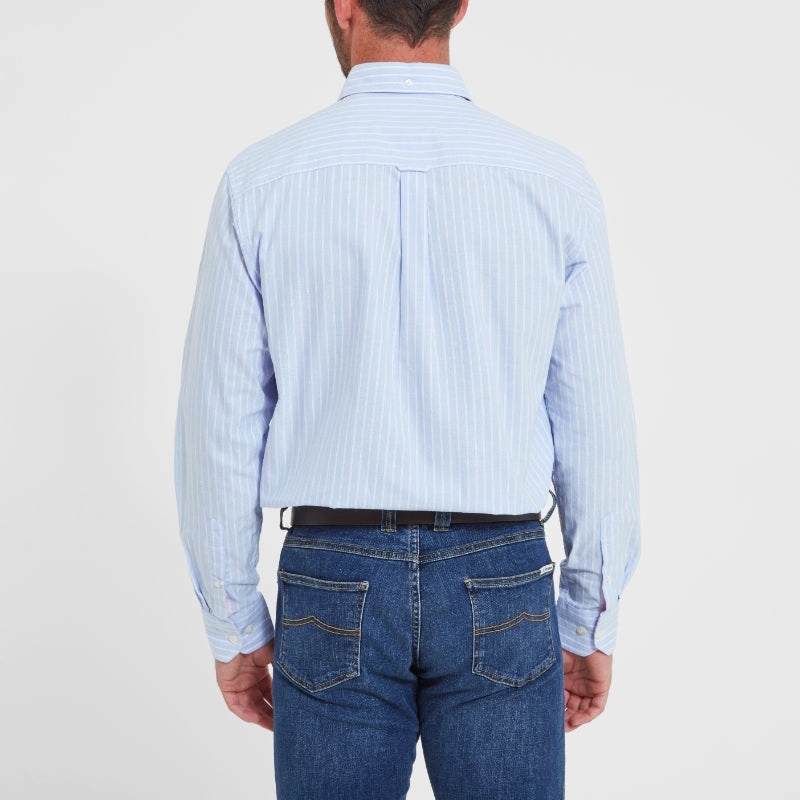 Schoffel Holt Soft Oxford Tailored Fit Mens Shirt  - Blue/Pink Stripe Daily Hot Deal