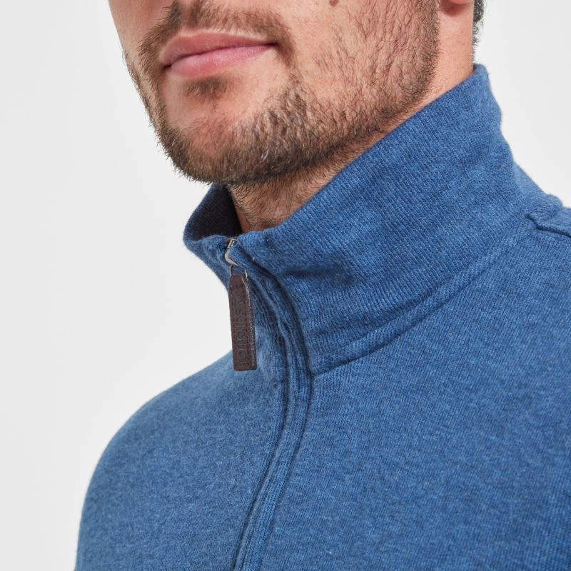 Schoffel Kingsbridge Cotton French Rib 1/4 Zip Mens Jumper - French Navy Shop Hot Deals Today Only Offer