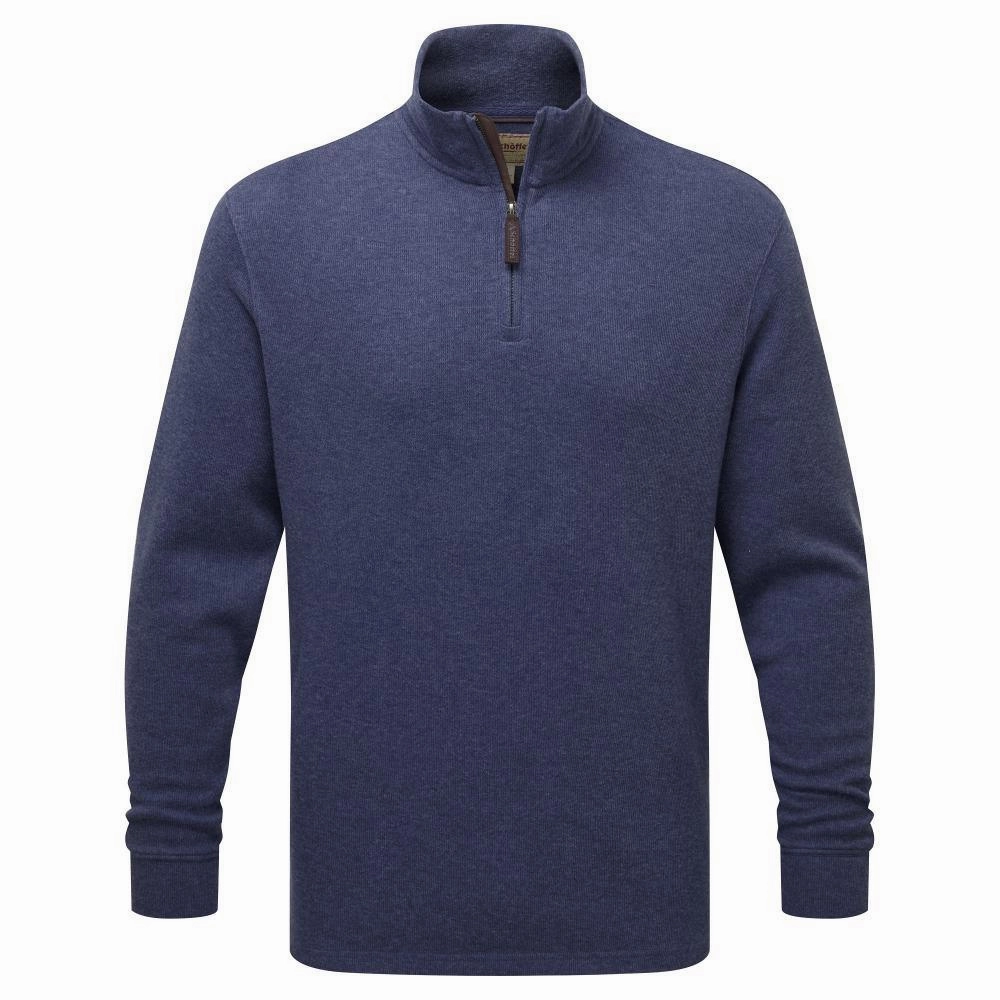 Schoffel Kingsbridge Cotton French Rib 1/4 Zip Mens Jumper - French Navy Price Slash Today Best Seller Deal